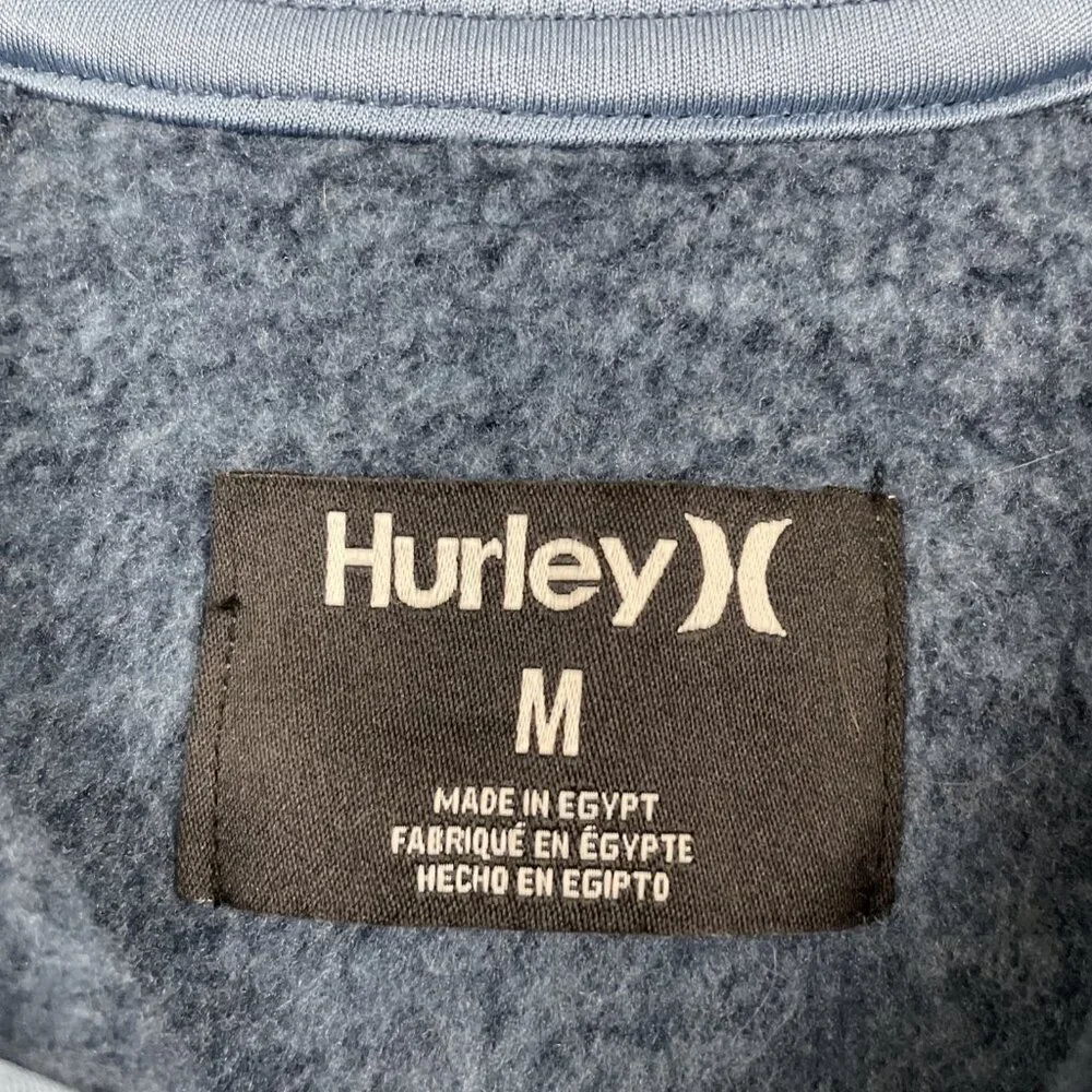 Hurley Full Zip Knit Jacket Youth M Blue Sweater Fleece Lined Arm Pocket